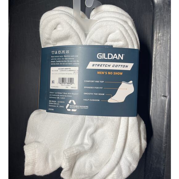 Gildan Mens White No Show Socks 12 Pack NEW Breathable Cotton Arch Support - Picture 8 of 8